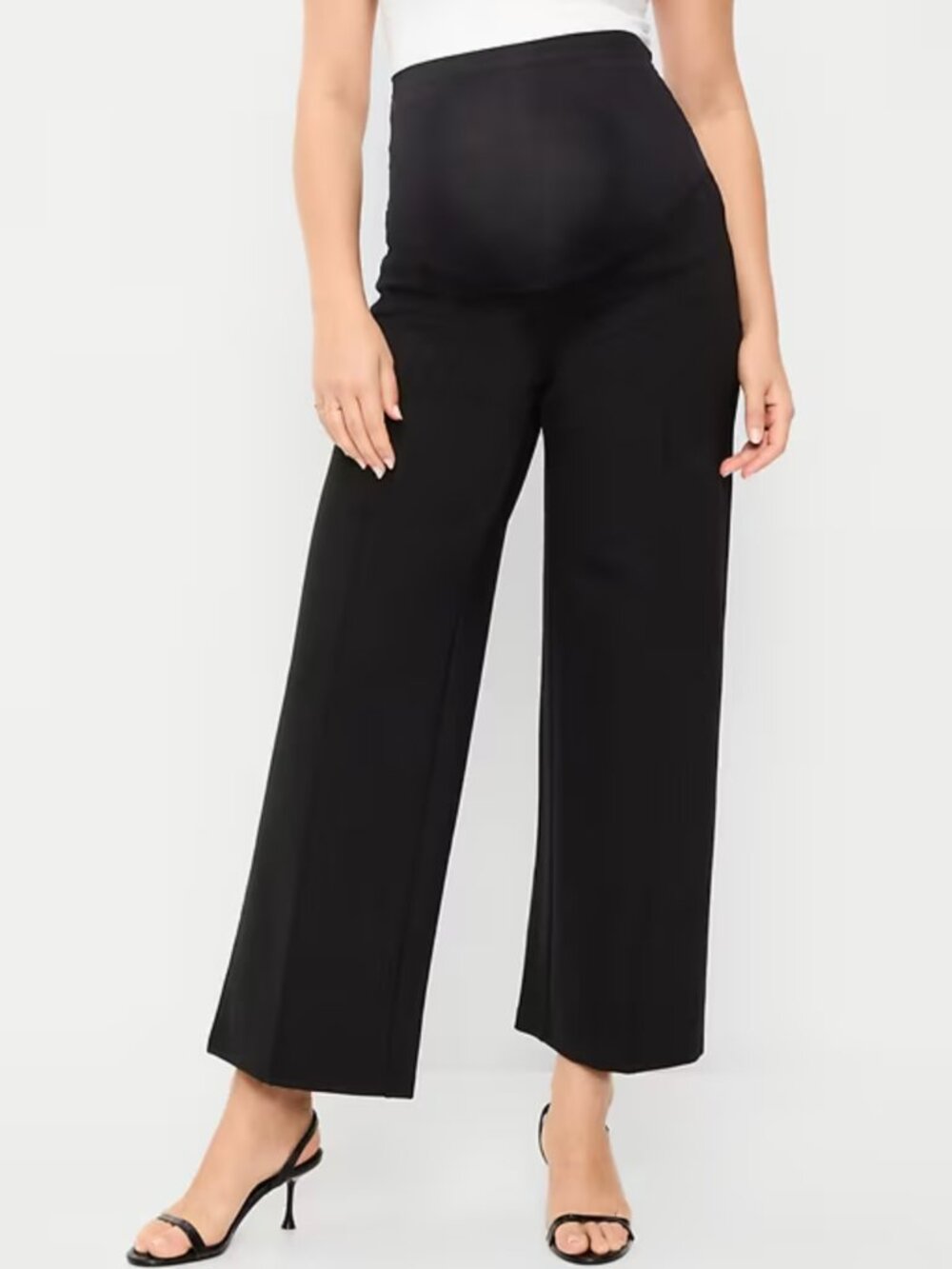 Old Navy Maternity Rollover-Waist Stevie Wide-Leg Pants - Black, L